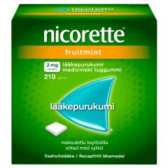 NICORETTE FRUITMINT 2 mg lääkepurukumi 210 fol